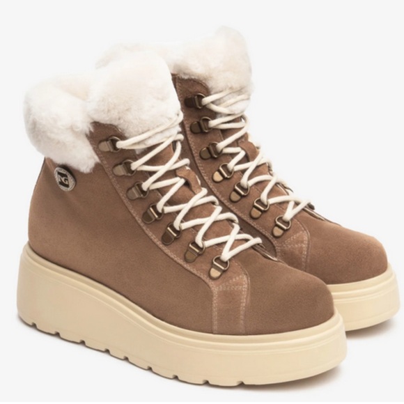 NeroGiardini Platform Hiker Boots in Chestnut